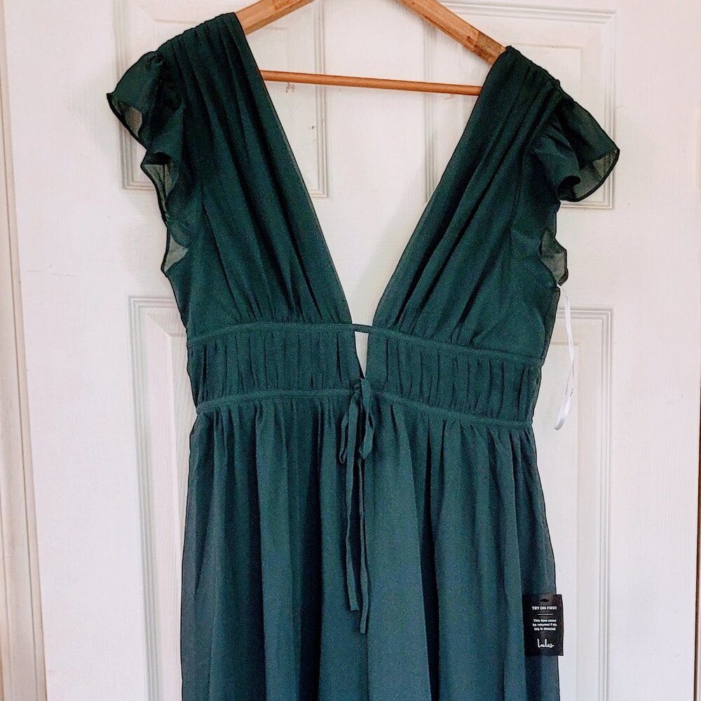 Lulu's "I'm All Yours" Emerald Green Maxi Dress Size Large